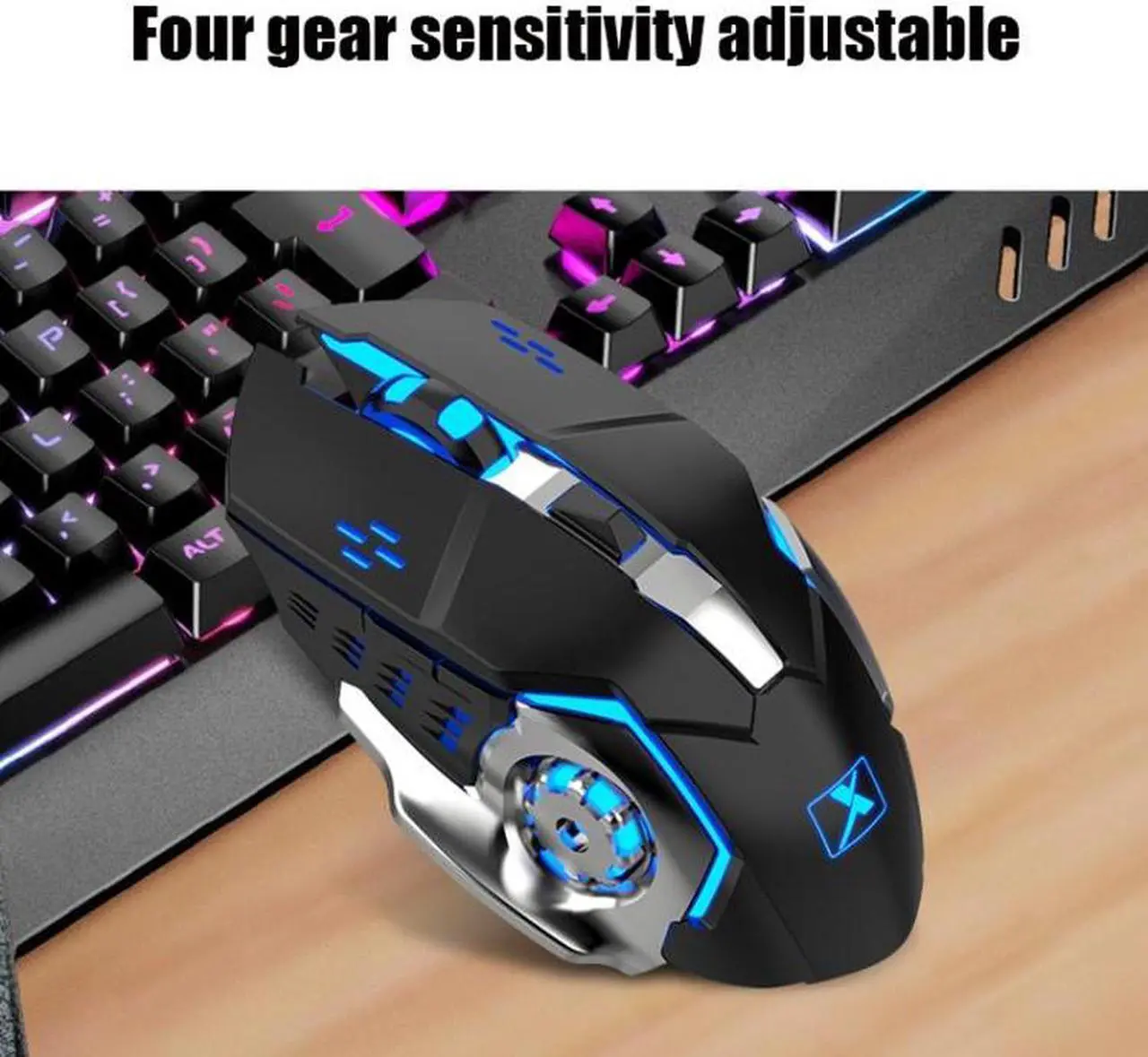 Alt view image 6 of 7 - K680 RGB Rechargeable Gaming Wireless Keyboard and Mouse Set Black White