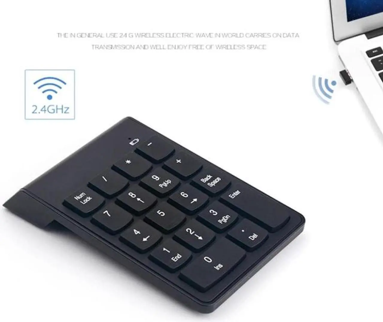 Alt view image 7 of 7 - 18 Keys 2.4GHz Mini USB Numeric Keypad Wireless Black