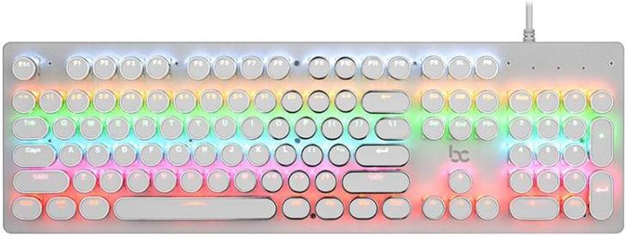 Main image of MSEZ HJK920-7 104-keys Electroplated Transparent Character Punk Keycap Colorful Backlit Wired Mechanical Gaming Keyboard, Support Autonomous Shaft Change (White)