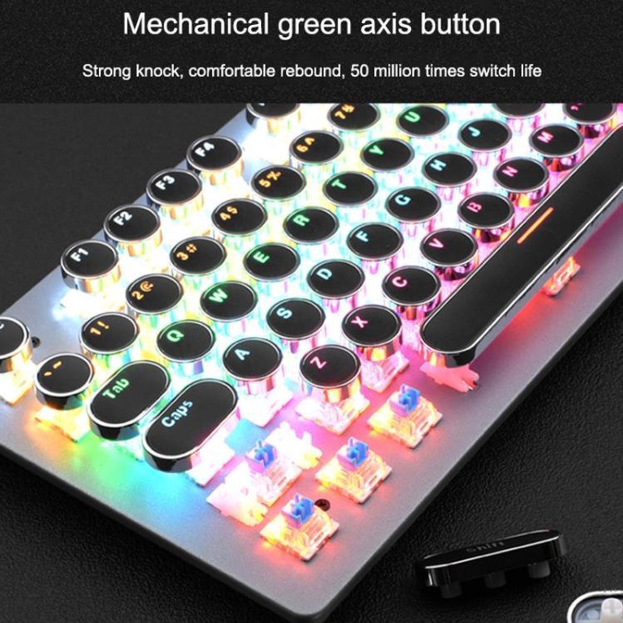 Alt view image 2 of 6 - MSEZ HJK920-7 104-keys Electroplated Transparent Character Punk Keycap Colorful Backlit Wired Mechanical Gaming Keyboard, Support Autonomous Shaft Change (White)