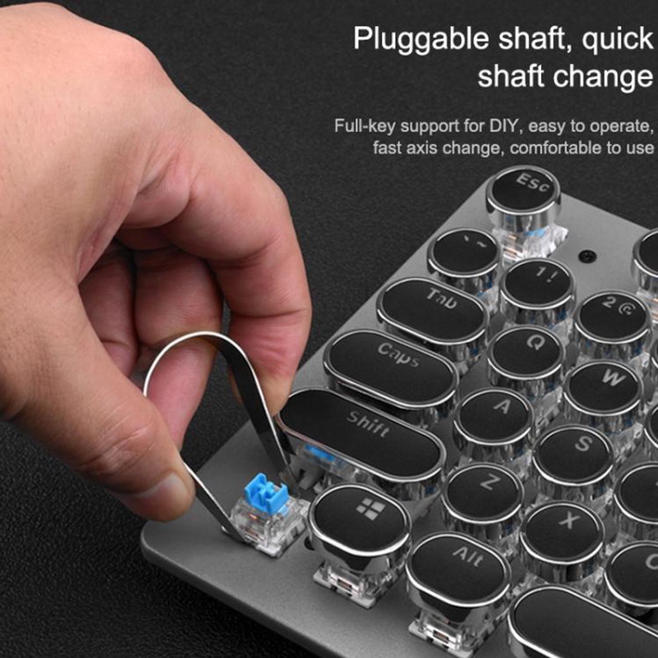 Alt view image 3 of 6 - MSEZ HJK920-7 104-keys Electroplated Transparent Character Punk Keycap Colorful Backlit Wired Mechanical Gaming Keyboard, Support Autonomous Shaft Change (White)