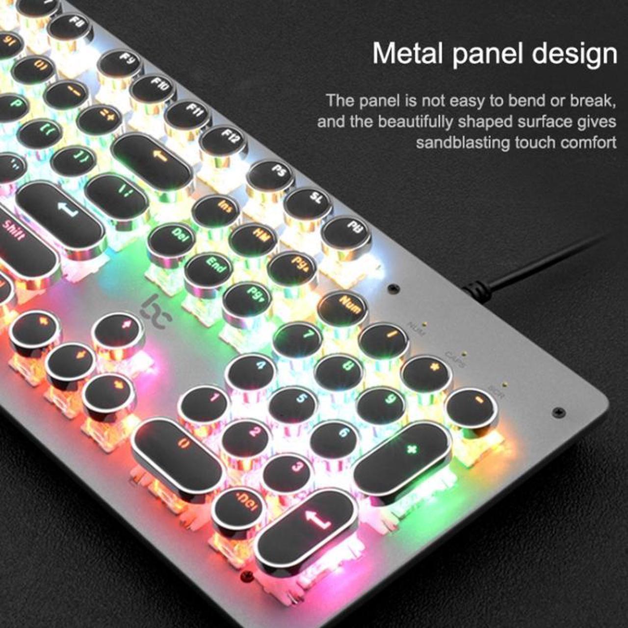 Alt view image 5 of 6 - MSEZ HJK920-7 104-keys Electroplated Transparent Character Punk Keycap Colorful Backlit Wired Mechanical Gaming Keyboard, Support Autonomous Shaft Change (White)