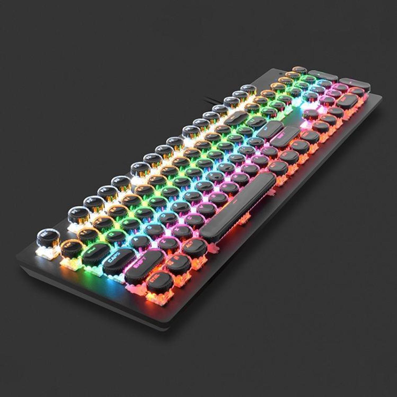 Alt view image 6 of 6 - MSEZ HJK920-7 104-keys Electroplated Transparent Character Punk Keycap Colorful Backlit Wired Mechanical Gaming Keyboard, Support Autonomous Shaft Change (White)