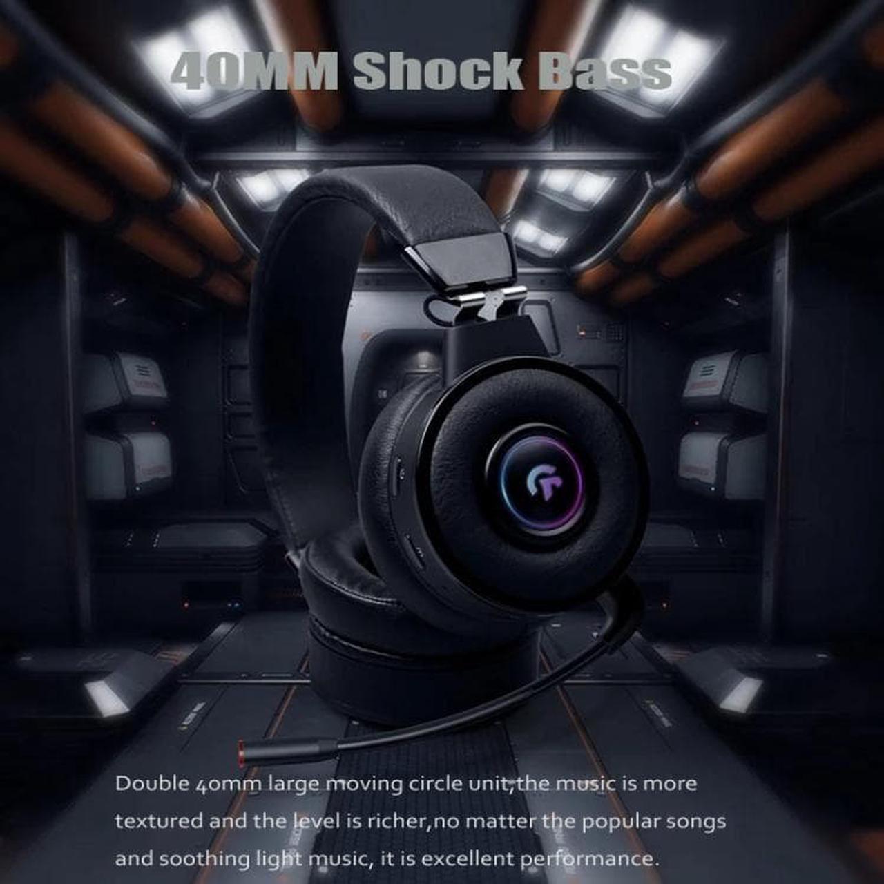 Alt view image 2 of 7 - Kingkong Bluetooth Wireless RGB Luminous Gaming Headset with Mic Support TF/FM Radio