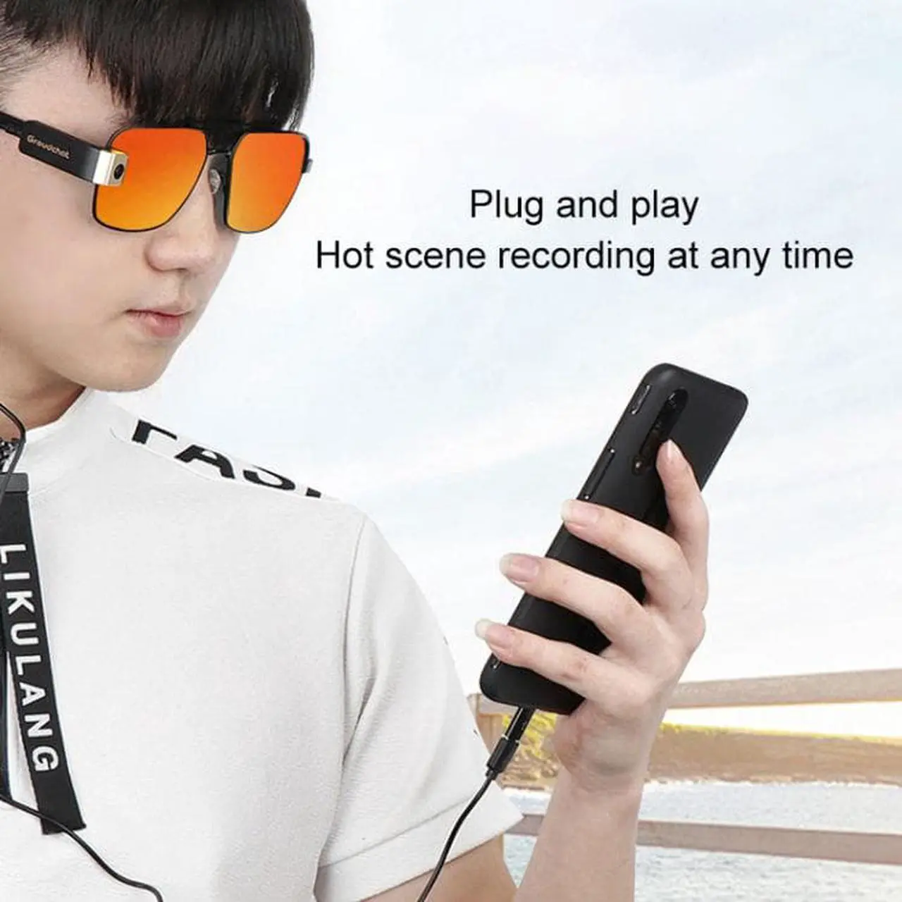 Alt view image 6 of 7 - Groudchat JP1DV1 1080P HD Smart Camera Mobile Phone USB Live Camera for Glasses Legs, Built-in and