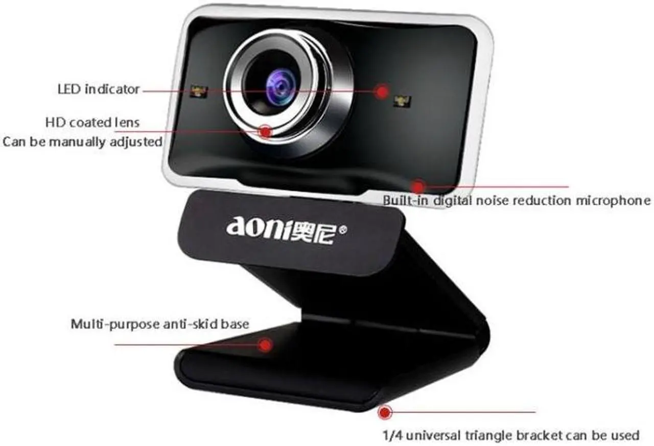 Alt view image 3 of 7 - Aoni C11 720P 150-degree Wide-angle Manual Focus HD Computer Camera with Microphone