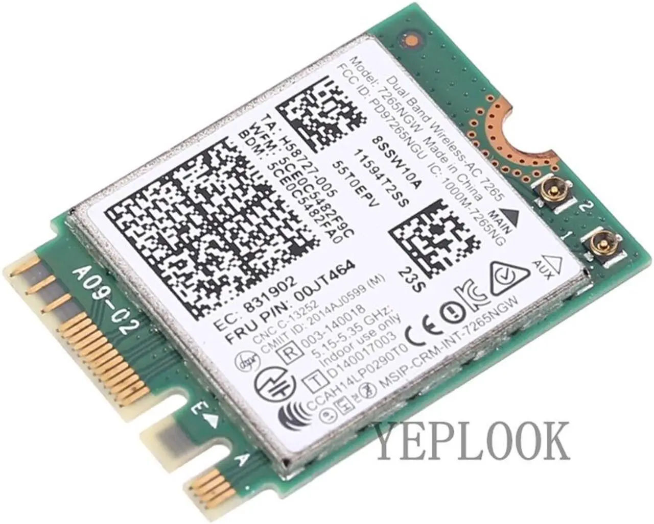 Alt view image 3 of 5 - Wireless-AC 7265NGW 7265AC 867Mbps Dual Band 2.4G/5GHz Wifi+BT4.0 802.11AC a/b/g/n M.2 NGFF Wifi Card for L450 L550 E450c E550 X250