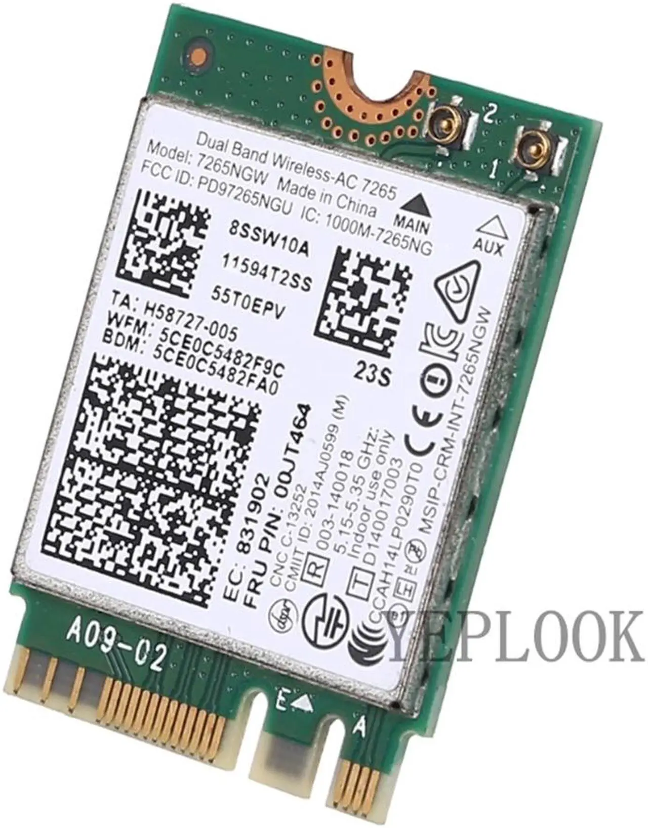 Alt view image 4 of 5 - Wireless-AC 7265NGW 7265AC 867Mbps Dual Band 2.4G/5GHz Wifi+BT4.0 802.11AC a/b/g/n M.2 NGFF Wifi Card for L450 L550 E450c E550 X250