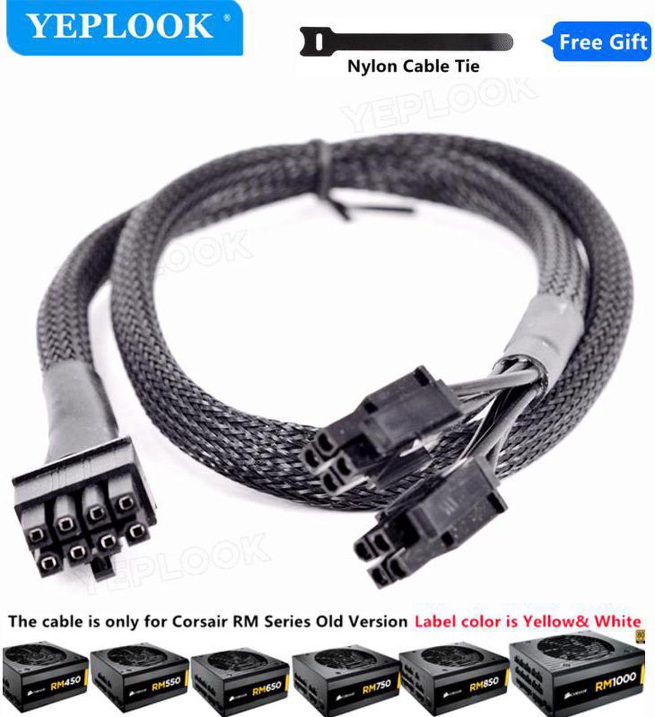 CPU 8Pin to 8Pin 4+4Pin Modular Power Supply Cable Sleeved 18AWG 65cm For Corsair RM Series RM1000 RM850 RM750 RM650 RM550 RM450