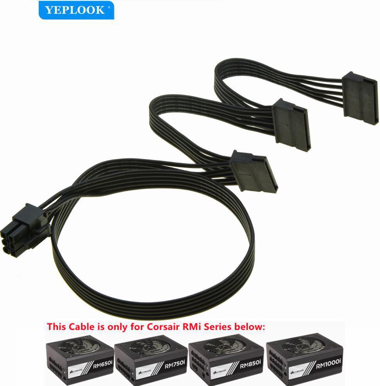 PCIe 6Pin to 3 SATA Straight SSD Power Supply Cable For Corsair RMi Series Modular PSU RM650i RM750i RM850i RM1000i 18AWG