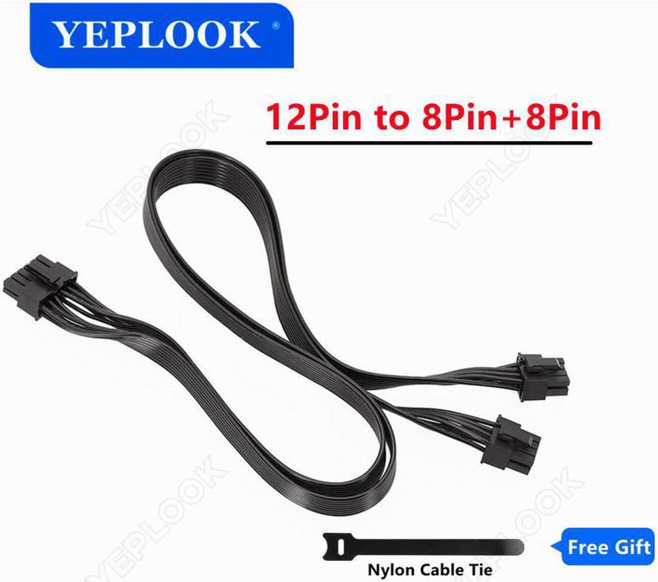 12Pin to Dual 8Pin(6+2Pin) PCIe Graphics Card Power Splitter Modular Cable 18AWG 60+60CM Black for GPU 3080 3090 2060 Seasonic P-860 P-1000 X-1050