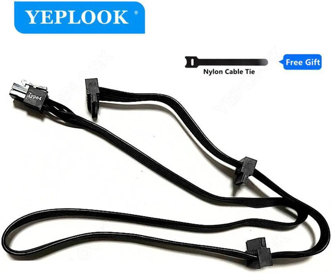 Alt view image 2 of 6 - PCIe 6Pin to 3 SATA 15Pin Male Hard Driver SSD Power Cable 18AWG For GIGABYTE 80Plus Gold Semi Modular B700H 700W, G750H 750W