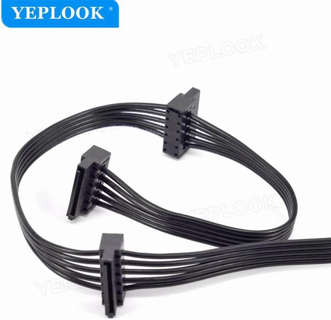 Alt view image 4 of 6 - PCIe 6Pin to 3 SATA 15Pin Male Hard Driver SSD Power Cable 18AWG For GIGABYTE 80Plus Gold Semi Modular B700H 700W, G750H 750W
