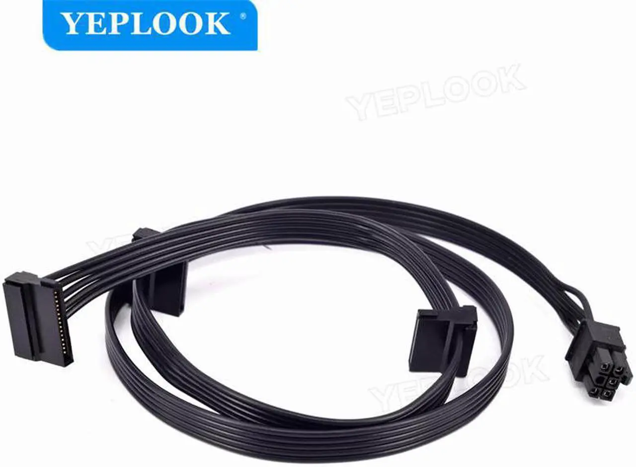 Alt view image 3 of 6 - PCIe 6Pin to 3 SATA 15Pin Male Hard Driver SSD Power Cable 18AWG For GIGABYTE 80Plus Gold Semi Modular B700H 700W, G750H 750W
