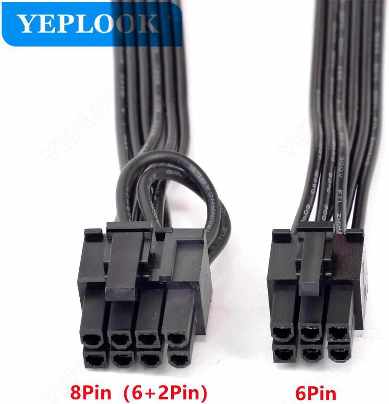 Alt view image 3 of 4 - PCIe 6Pin to 8Pin 6+2Pin GPU Power Cable 60CM 18AWG For CoolerMaster V Series Gold Fully Modular V550 V650 V750 V850 V1000 V1300