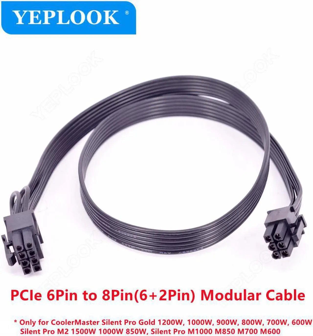 Alt view image 2 of 4 - PCIe 6Pin to 8Pin GPU Cable 60CM for CoolerMaster Silent Pro Gold 1200W 900W 800W 700W M2 1500W 1000W 850W M1000 M850 M700 M600