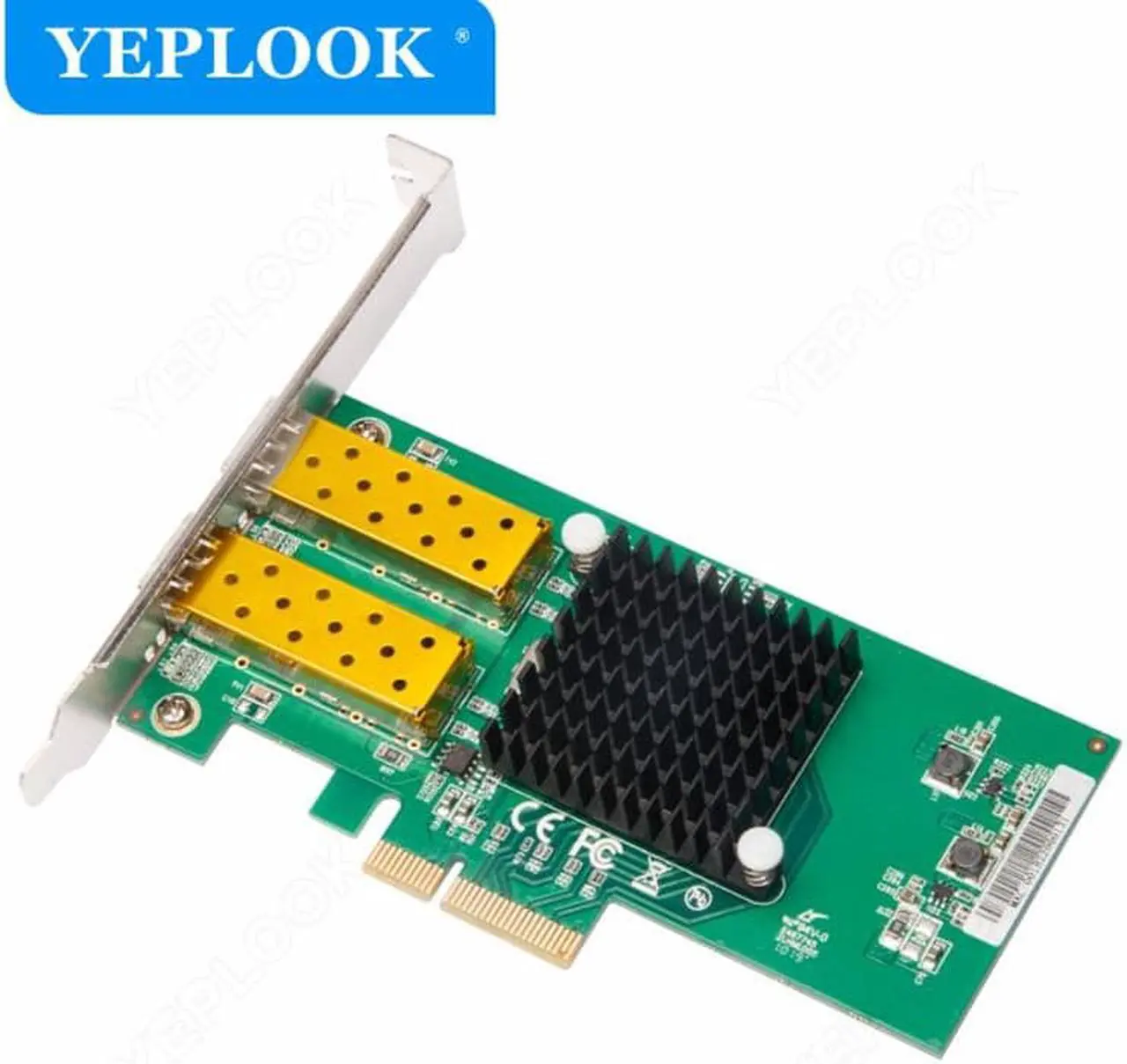 Alt view image 3 of 6 - 2 Port SFP Network Card PCIe 4X 1000Mbps 1G Fiber Optic Gigabit Ethernet Lan Adapter for Desktop Server Card Chipset Intel 82576