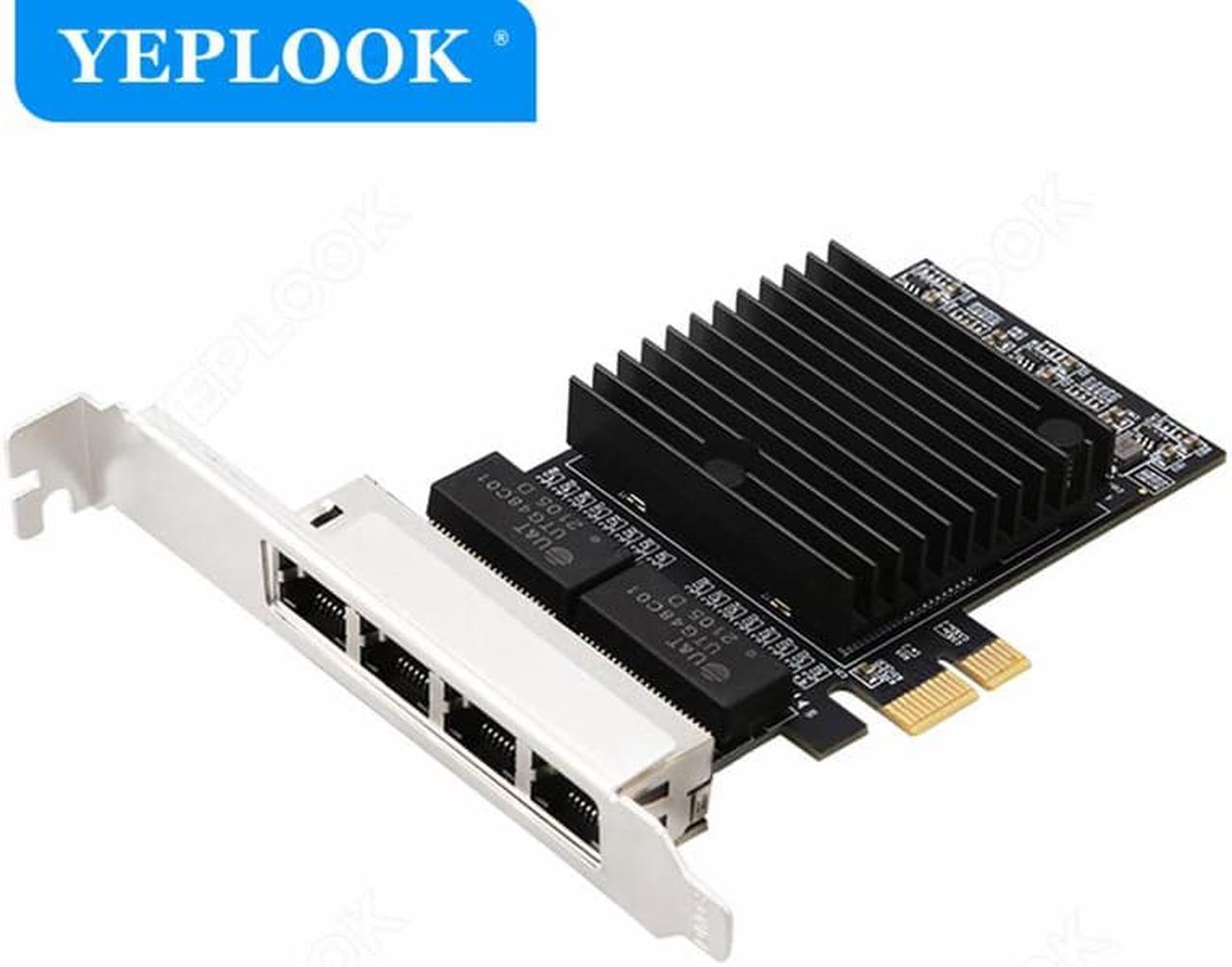 PCIe x1 4 Ports RJ45 10/100/1000Mbps Gigabit Ethernet Lan Network Card Chipset Intel 82571 with Heat Sink for Server Desktop