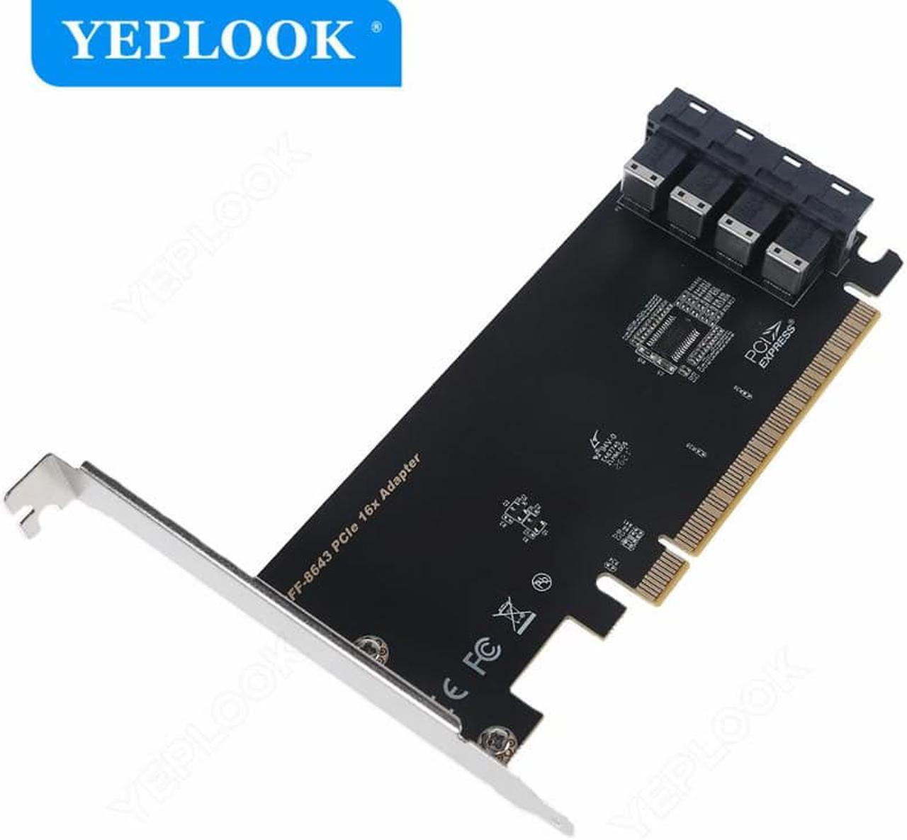 PCIe 3.0 16X to 4 Ports U.2 SFF-8643 Adapter Card for NVMe 2.5 Inch NVMe SSD Converter Hard Disk for Desktop PC Driver Free