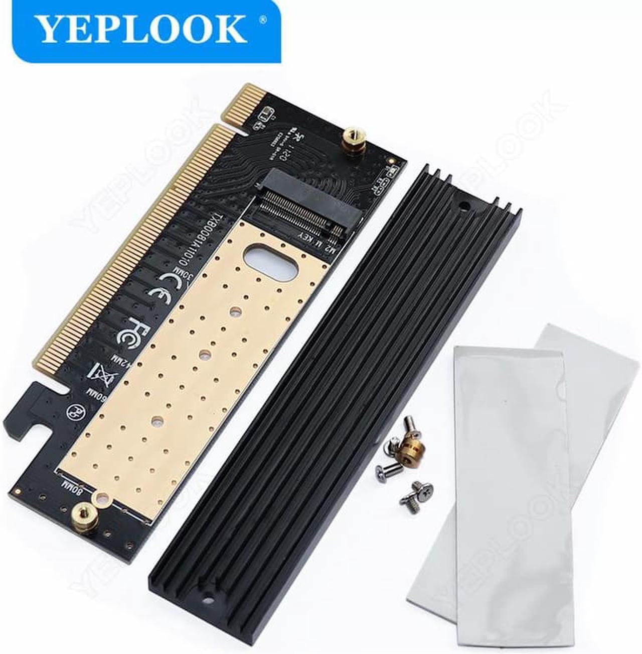 PCIe 3.0 x16 X4 to M.2 NGFF NVME Adapter Card Support 2280 2260 2242 2230 SSD M Key High Speed Adapter Riser Card with Heat Sink