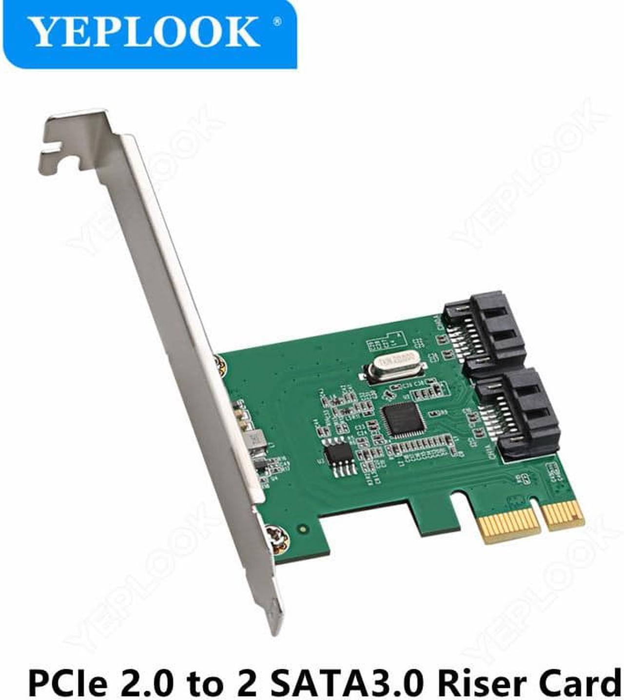 PCIe 2.0 x1 to 2 SATA3.0 6Gbps PCI-E SATA III Expansion Card Riser Card Adapter Converter ASM1061 Chipset for Desktop