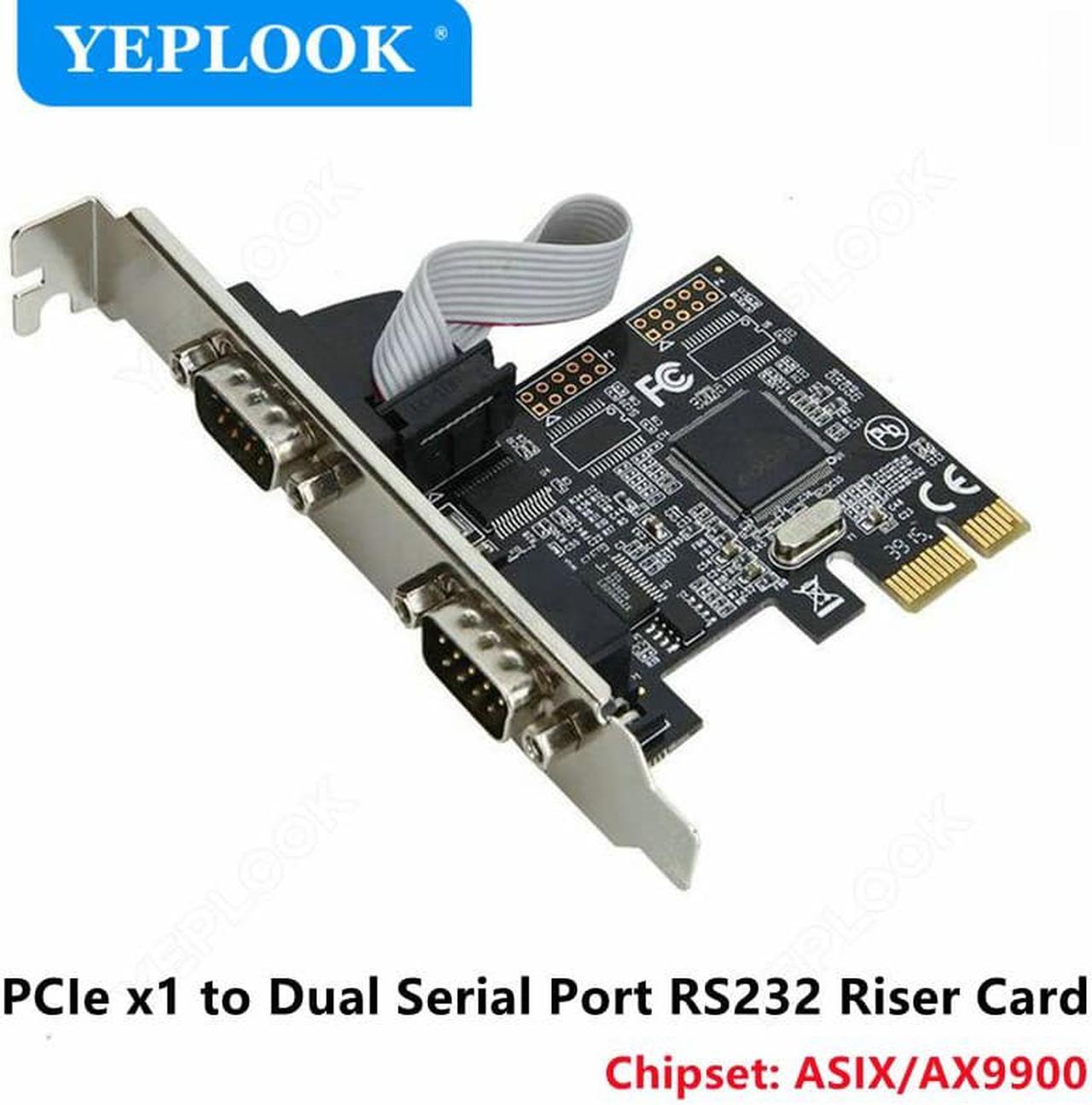 PCIe to 2 Serial Port RS232 DB9 PCI-E PCI Express 1x Adapter Riser Card Support RS232, RS485 & RS422 Modes Chipset ASIX/AX9900