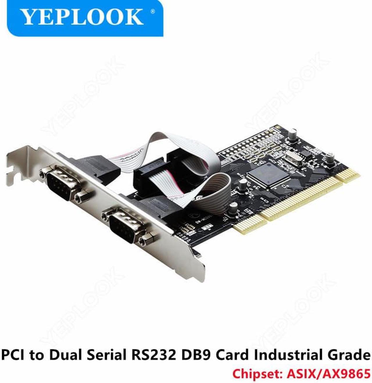 PCI to 2 Ports RS232 Serial Port COM DB9 9Pin Serial Card Expansion Controller Adapter Chipset ASIX/AX9865 for Desktop Computer