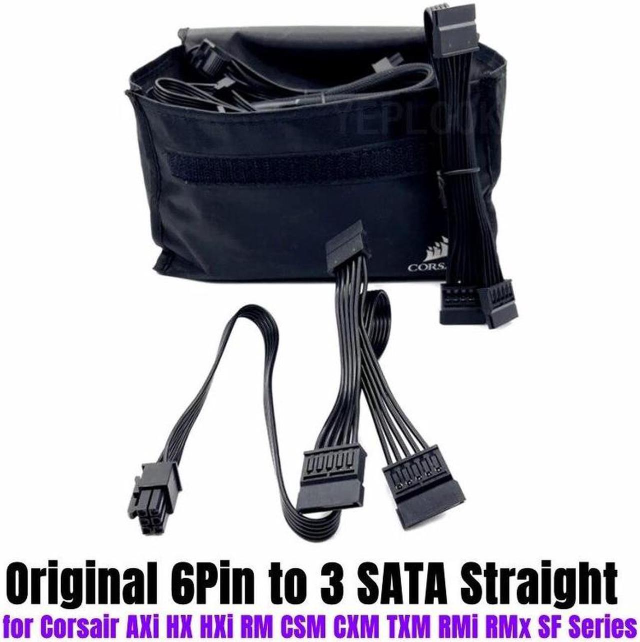 Alt view image 2 of 6 - 6Pin to 3 SATA Male Straight SSD HDD Power Cable 18AWG for CORSAIR RM450 RM550 RM650 RM750 RM850 RM1000 Platinum Modular PSU