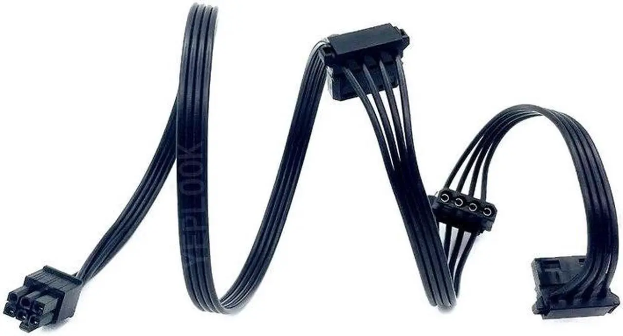 Alt view image 3 of 6 - 6Pin to 3 Molex 4Pin Angled IDE PATA Perif HDD Cooler Fan Power Cable for CORSAIR AX1600i Titanium Type 4 Modular PSU 50+15+15CM