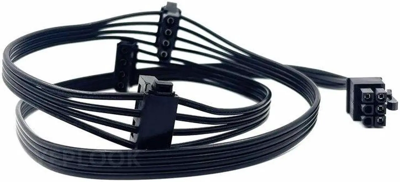 Alt view image 5 of 6 - 6Pin to 3 Molex 4Pin Angled IDE PATA Perif HDD Cooler Fan Power Cable for CORSAIR AX1600i Titanium Type 4 Modular PSU 50+15+15CM
