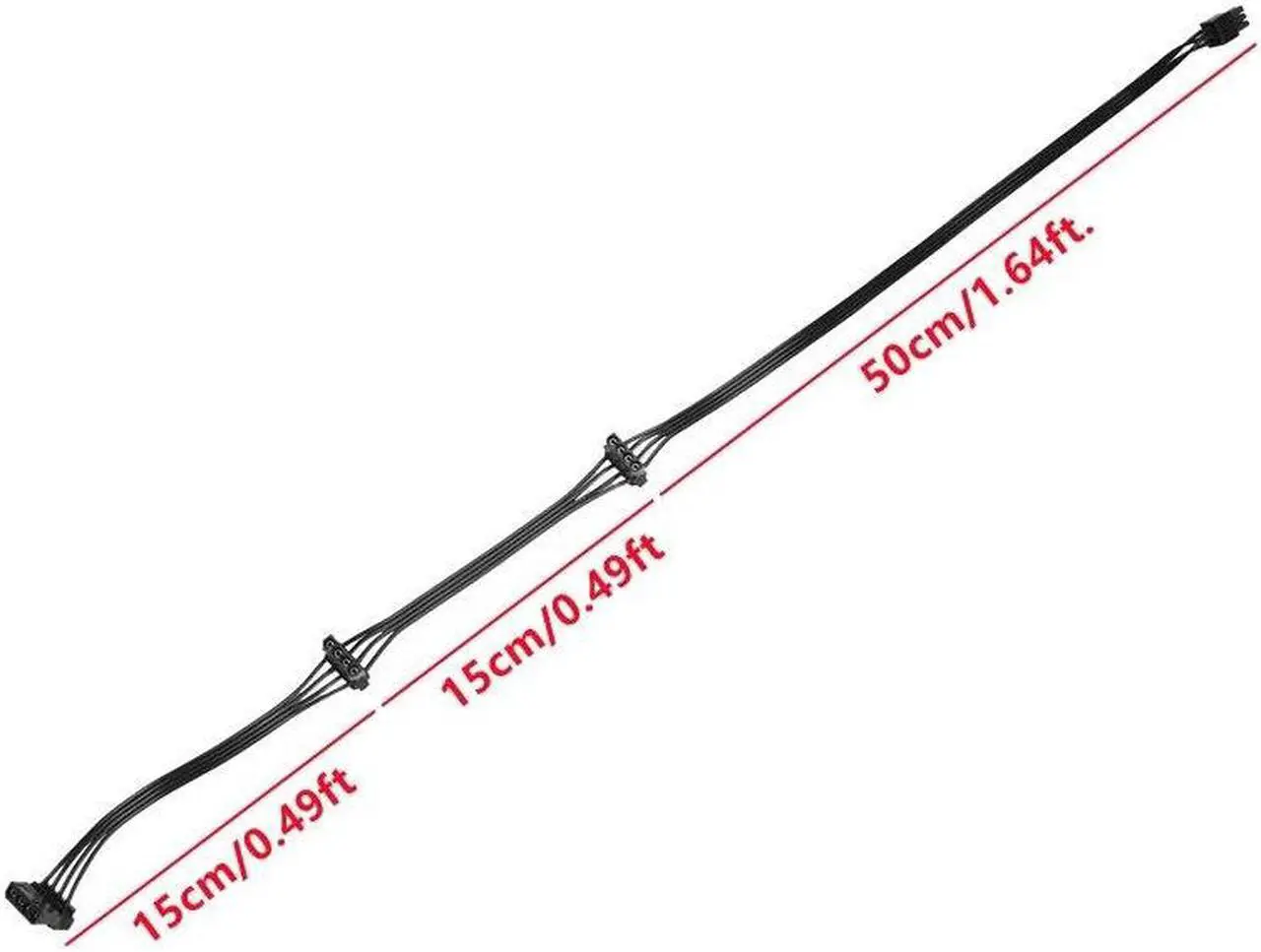 Alt view image 6 of 6 - 6Pin to 3 Molex 4Pin Angled IDE PATA Perif HDD Cooler Fan Power Cable for CORSAIR AX1600i Titanium Type 4 Modular PSU 50+15+15CM