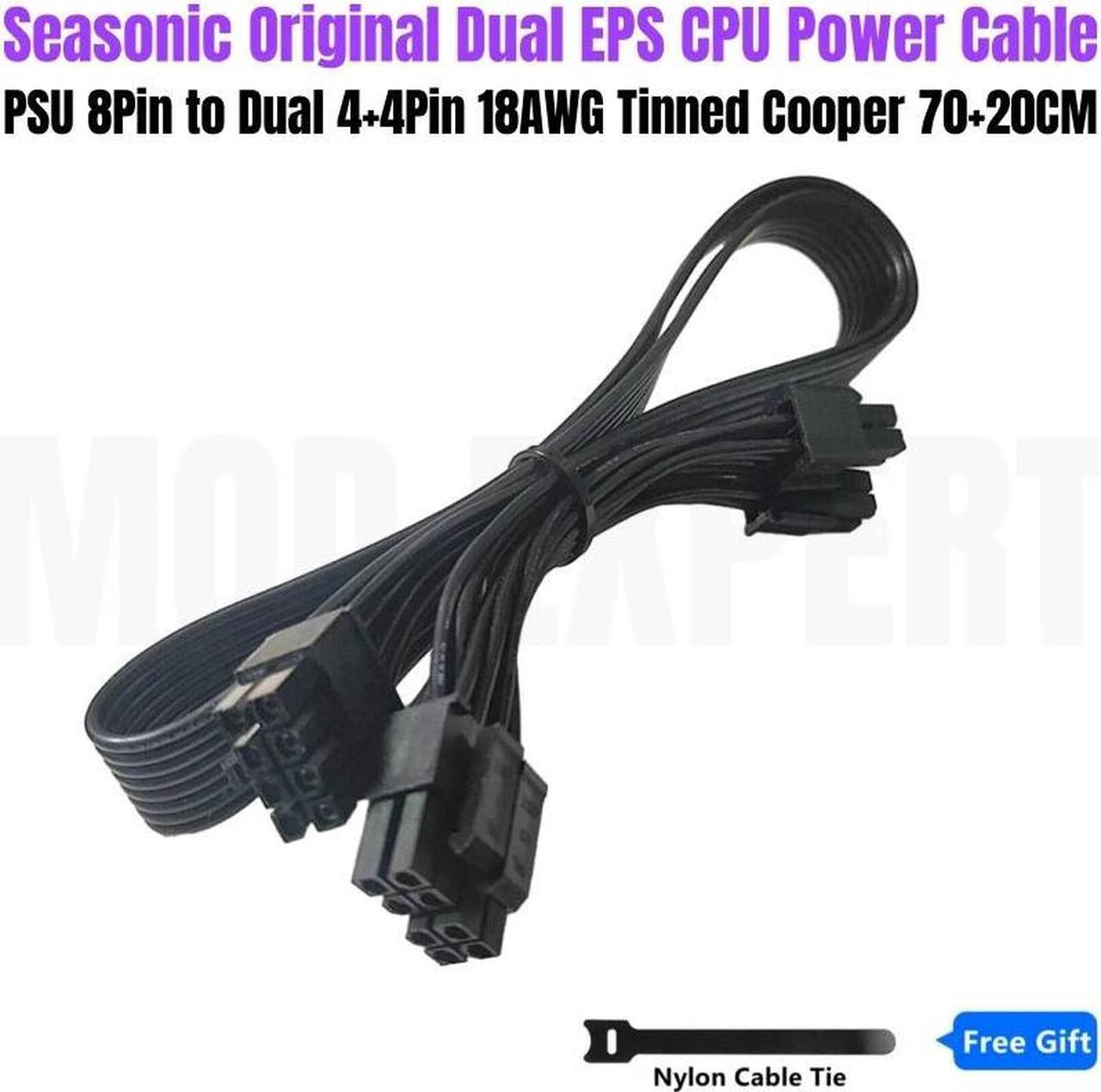 Main image of Original Seasonic X Series Dual CPU EPS Power Cable 8Pin to Dual 4+4Pin for X-1250, X-1050, X-850, X-750, X-650 Gold Modular PSU