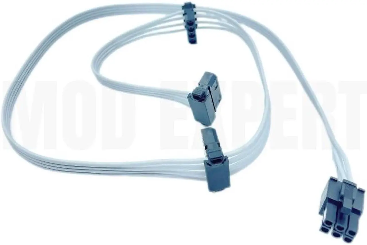 Alt view image 2 of 6 - White 6Pin to 3 Molex IDE 4Pin Angled Case Fan Power Cable for Seasonic VERTEX GX-1200 GX-1000 WHITE EDITION Power Supply Power