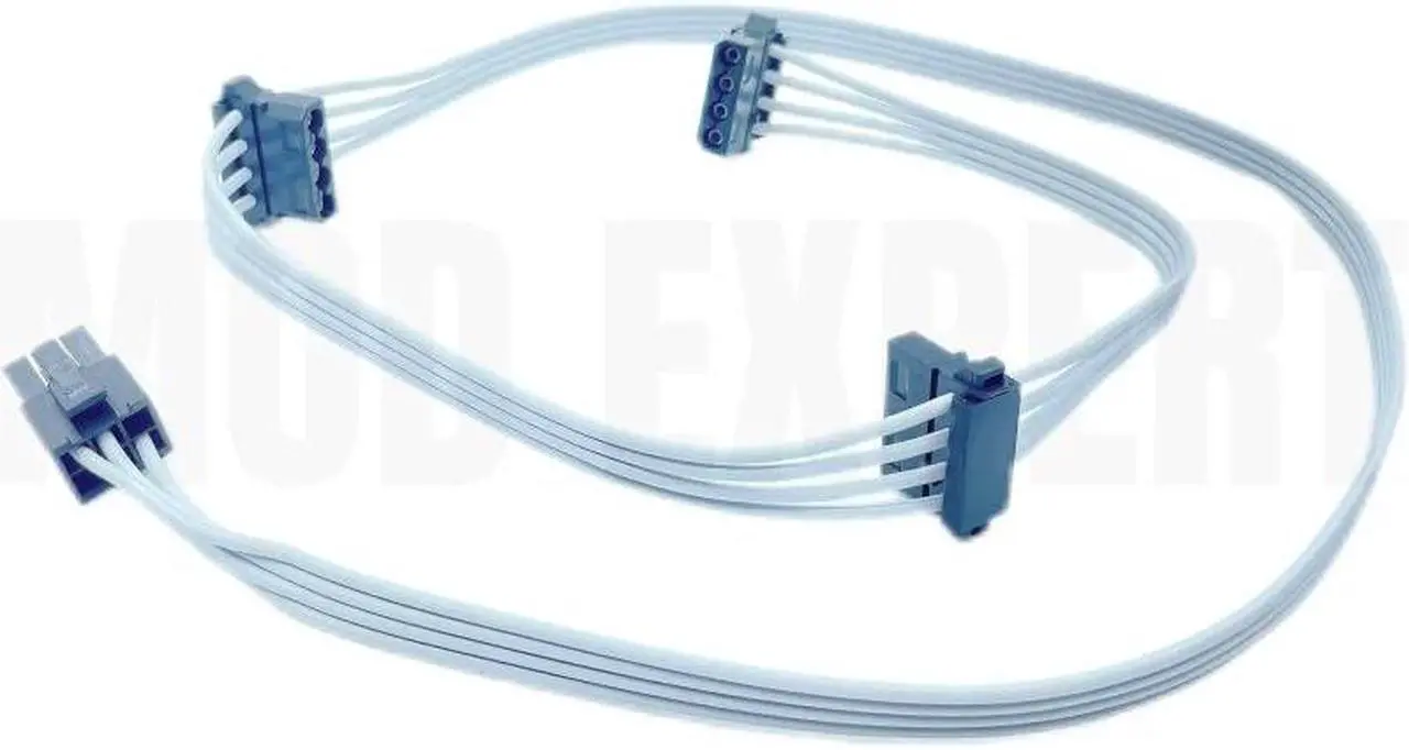 Alt view image 3 of 6 - White 6Pin to 3 Molex IDE 4Pin Angled Case Fan Power Cable for Seasonic VERTEX GX-1200 GX-1000 WHITE EDITION Power Supply Power