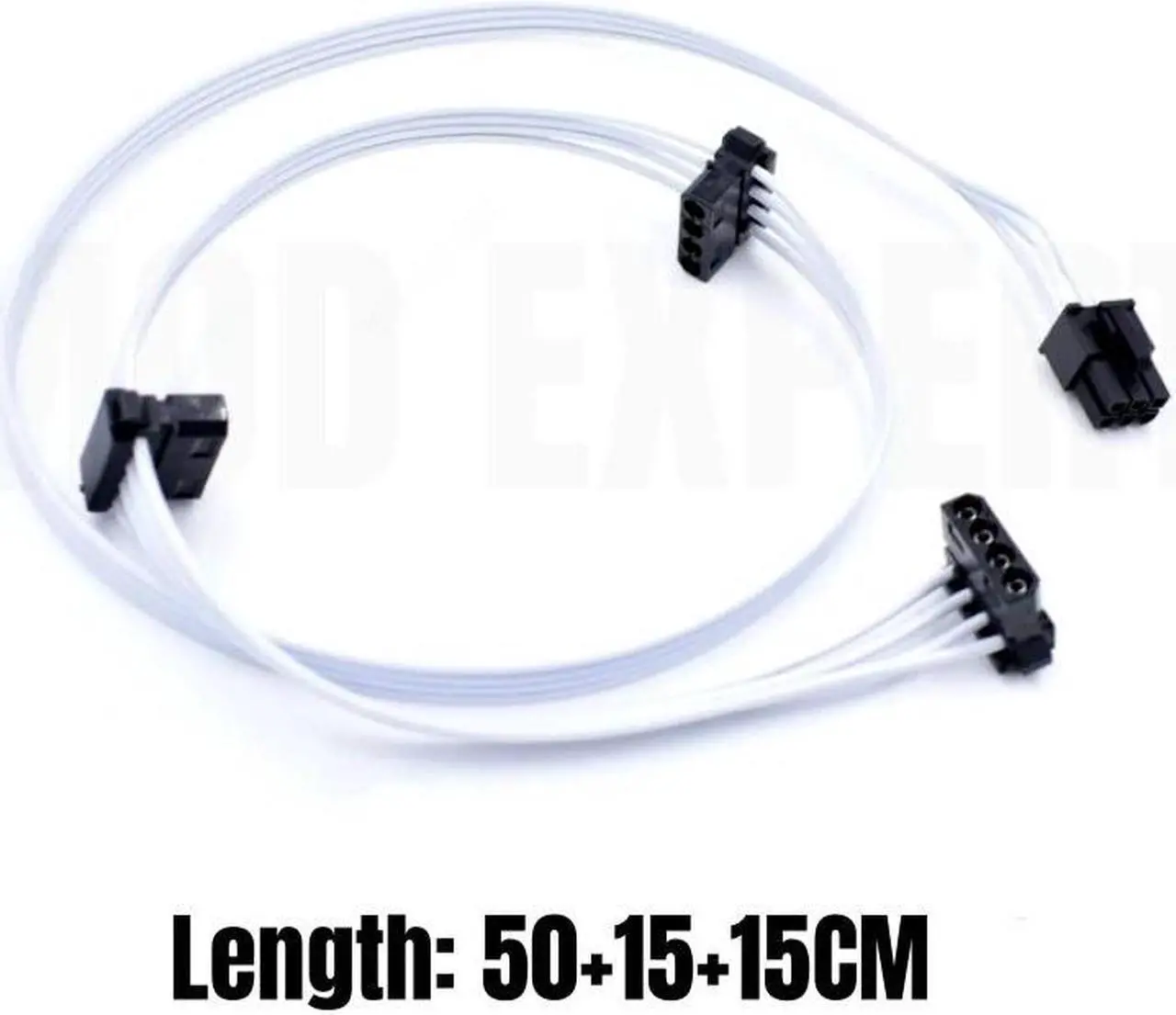 Alt view image 5 of 6 - White 6Pin to 3 Molex IDE 4Pin Angled Case Fan Power Cable for Seasonic VERTEX GX-1200 GX-1000 WHITE EDITION Power Supply Power