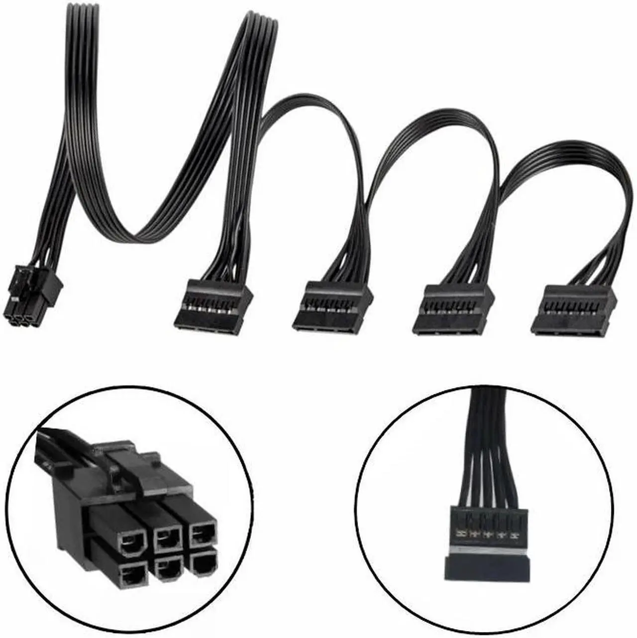 Alt view image 2 of 6 - Original Seasonic 6Pin to 4 SATA Straight HDD SSD Power Cable for Seasonic SGX 750W 650W 550W 500W 450W Modular Power Supply