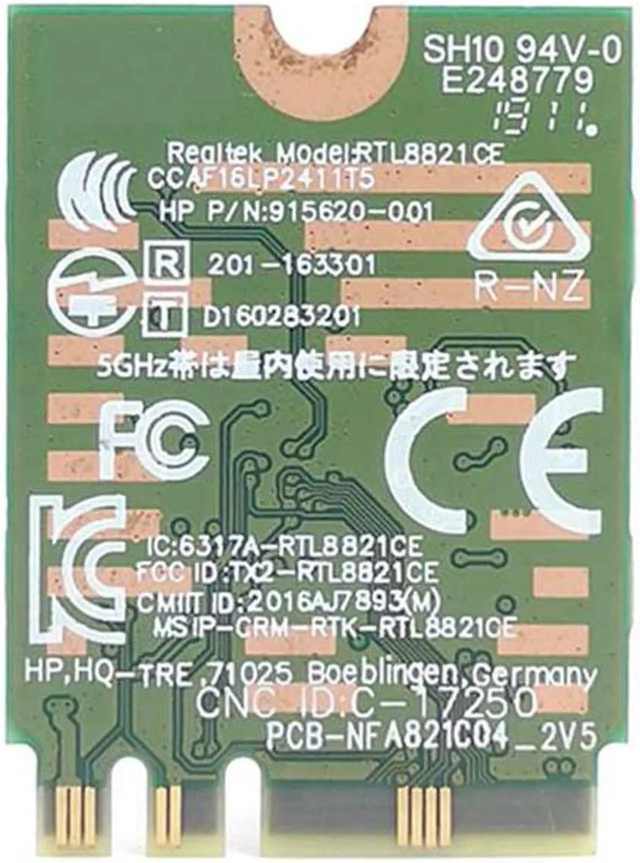 Alt view image 3 of 5 - New RTL8821CE 433Mbps Dual Band 2.4G/5G WiFi+BT4.2 802.11AC 1X1 SPS 915621-001 for HP ProBook 430 440 450 455 470 640 650 G4 G5