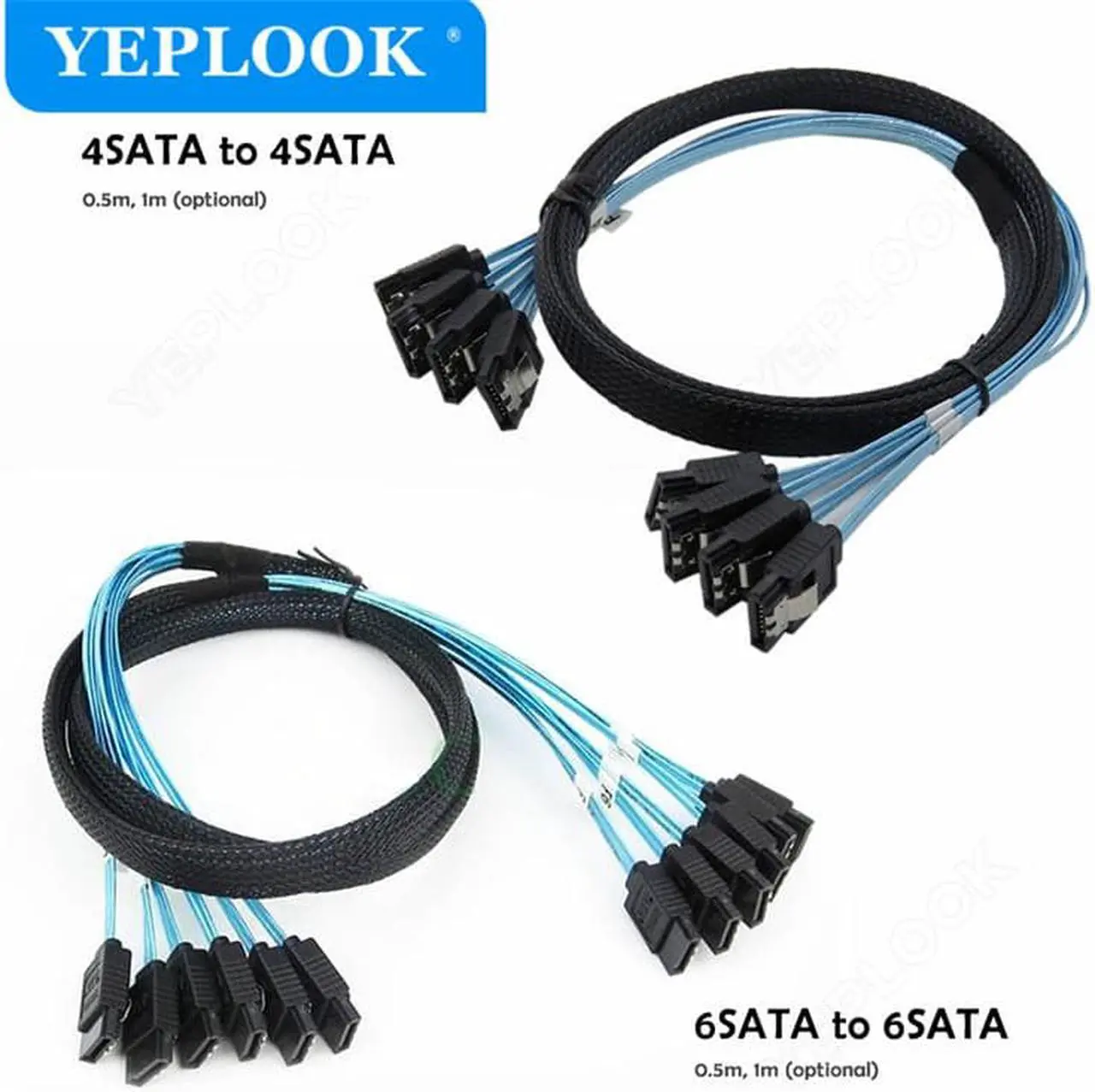 Alt view image 3 of 4 - 4 SATA To 4 SATA SATA3.0 6Gbps 7Pin SAS Cable for Server Hard Drive Data Cable 0.5M(1.6ft)