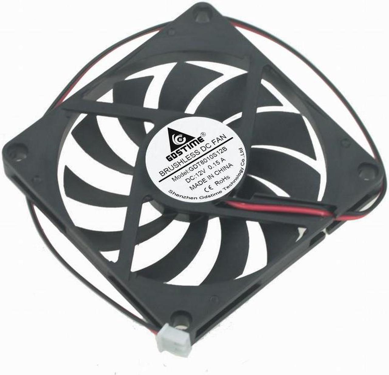 DC 12V 8cm 80X10 80x80x10 2Pin Brushless PC CPU Case Cooling Fan