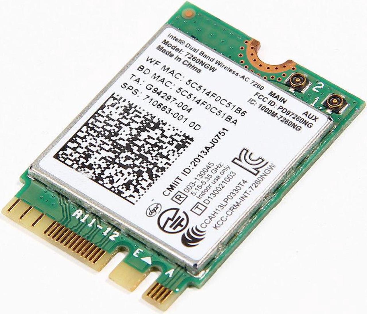 For HP Intel 7260NGW Dual Band Wireless-AC 802.11ac 2x2 NGFF Wi-Fi Card + BT 4.0