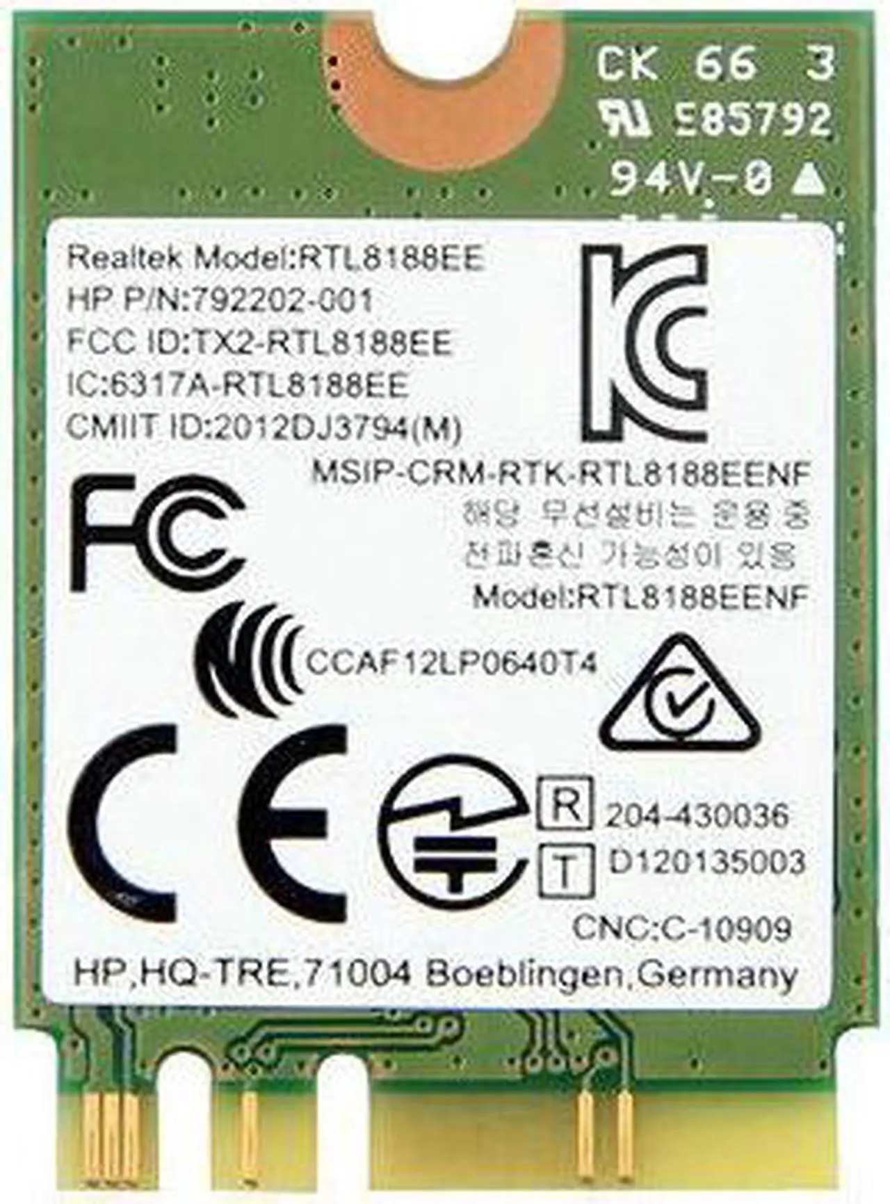 Main image of SPS#792609-001 HP Realtek RTL8188EE 150M NGFF WiFi Wireless Network Card