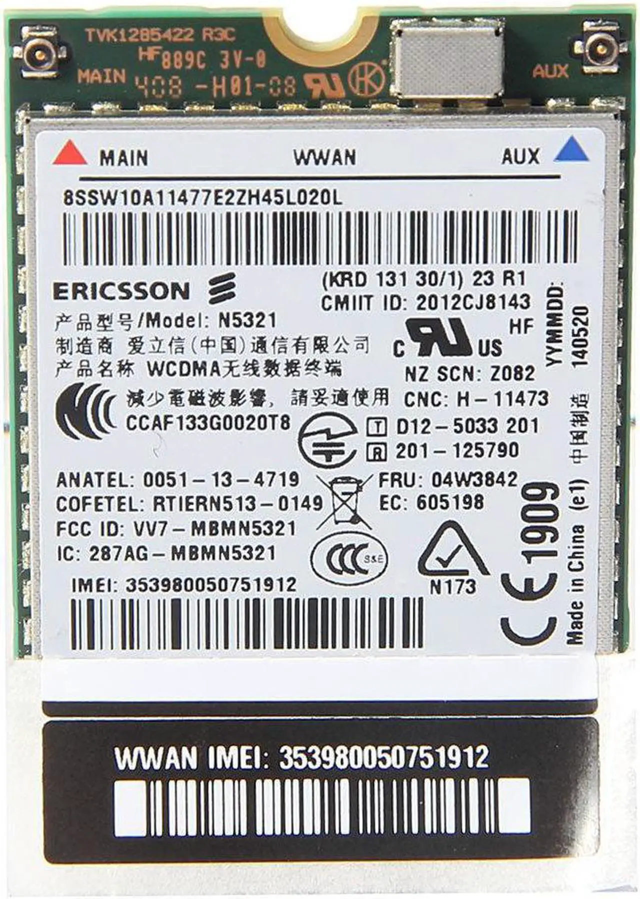Alt view image 4 of 5 - Ericsson N5321GW Wireless 3G WWAN NGFF Card For IBM X230s X240 W540 FRU 04W3842