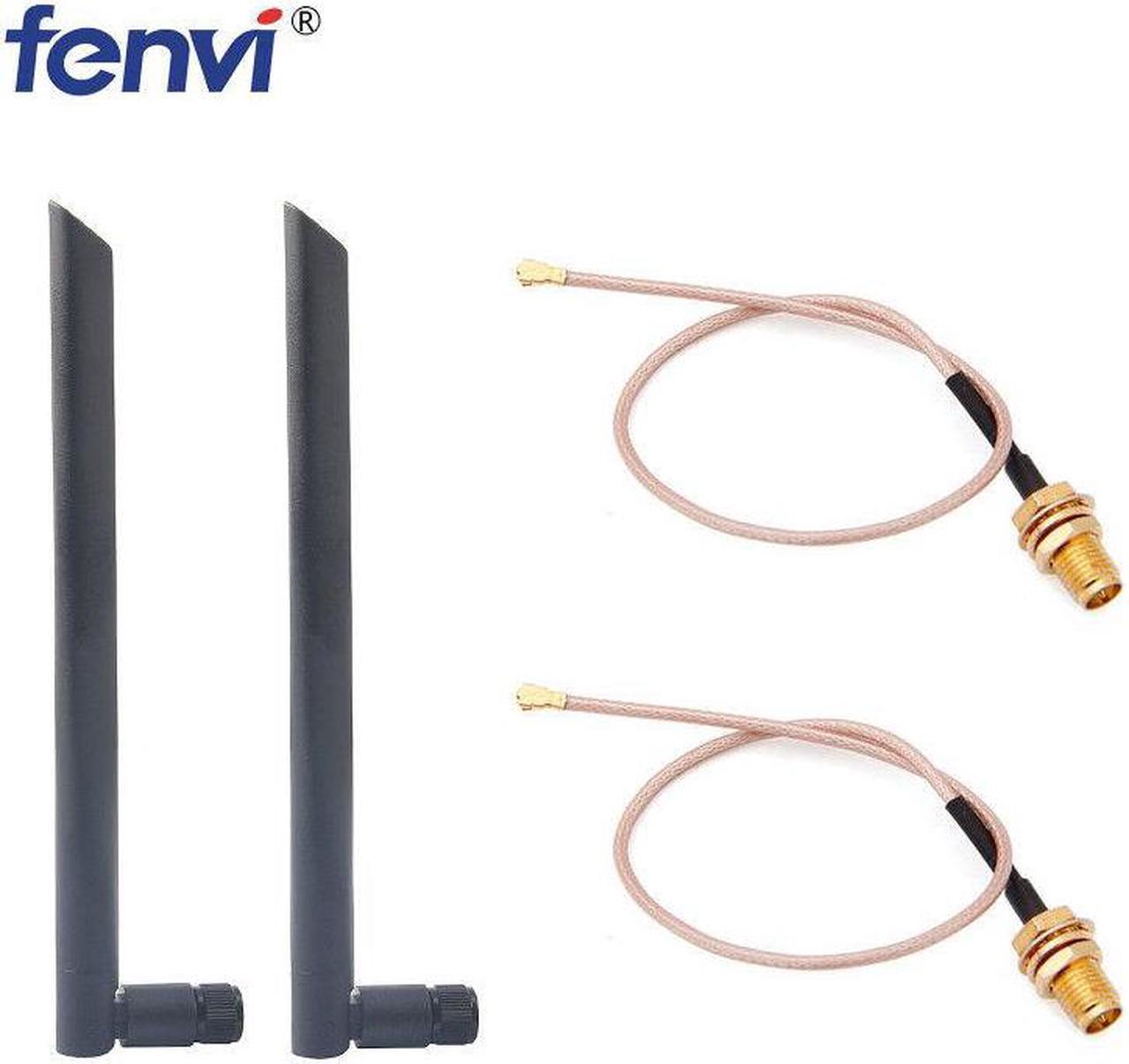 Dual Band 6dbi Antenna RP-SMA + IPX U.FL Pigtail Cable For PCI-E Wifi Card