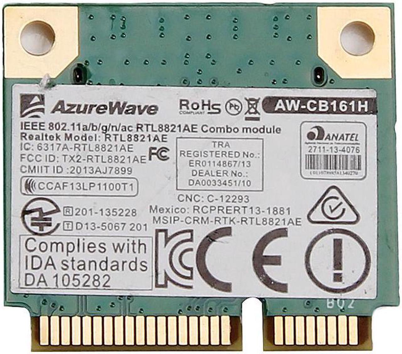 AzureWave AW-CB161H Realtek RTL8821AE combo 802.11ac+Bluetooth4.0 WLAN PCIe Card