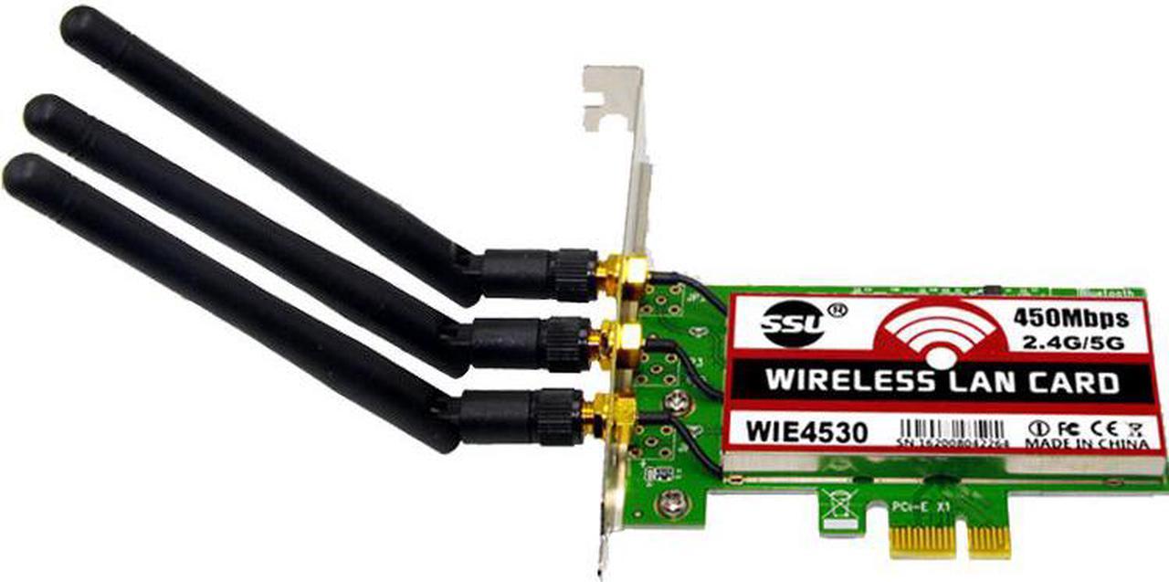 Wireless Wifi 450Mbps LAN Network PCI-Express Adapter Card 802.11B/G/N 3 Antenna