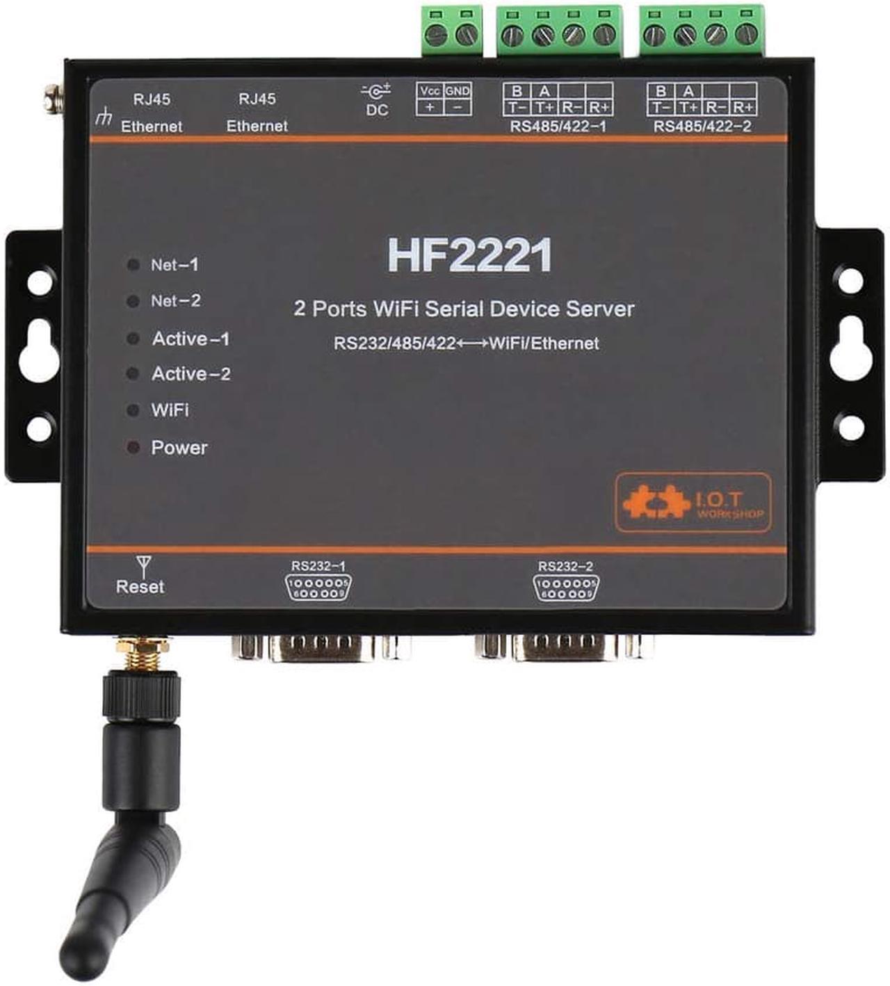 Main image of Industrial Modbus 2Ports Serial Server RS232/RS485/RS422 to WiFi Ethernet Device Converter Connector Unit
