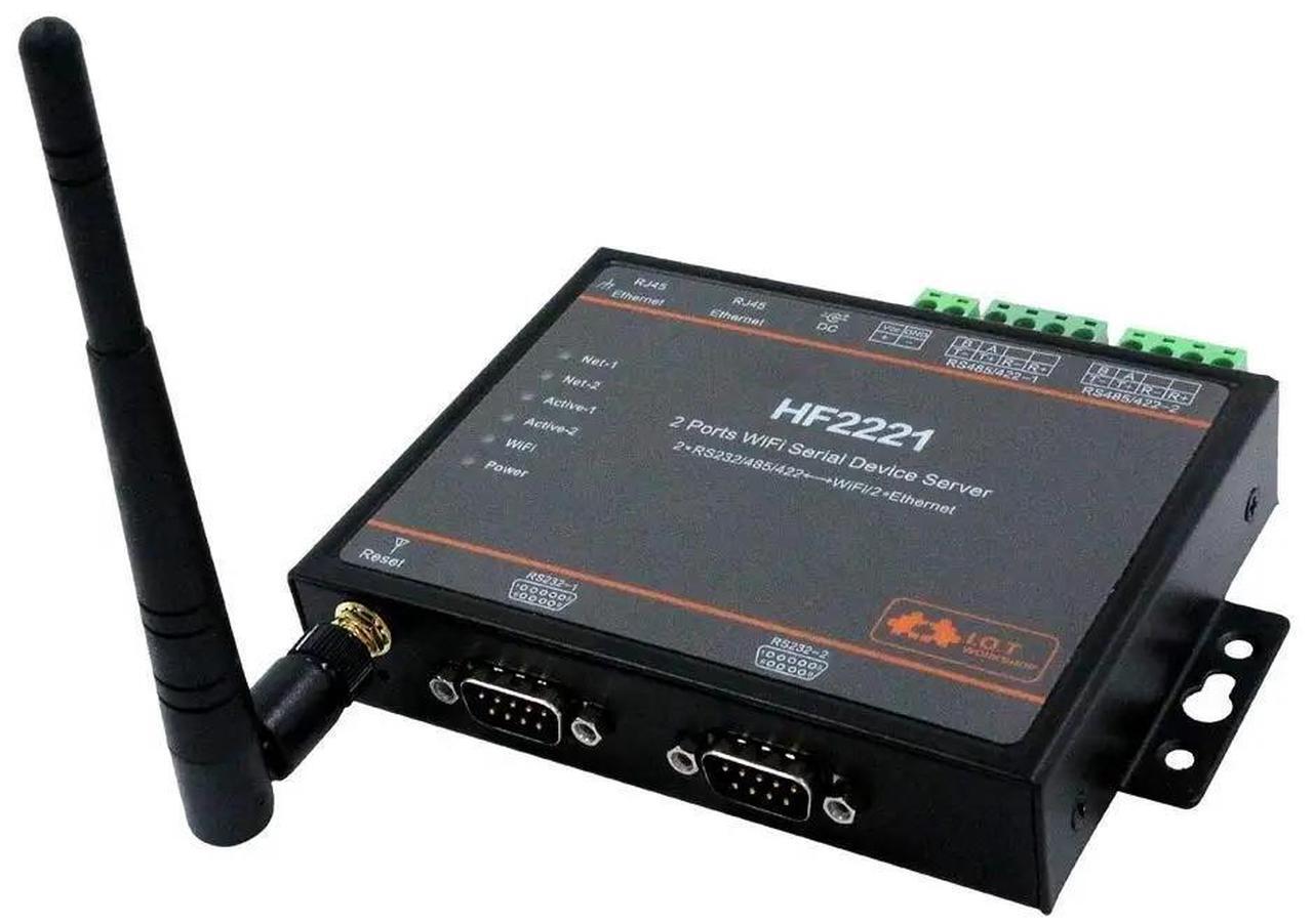 Alt view image 4 of 4 - Industrial Modbus 2Ports Serial Server RS232/RS485/RS422 to WiFi Ethernet Device Converter Connector Unit