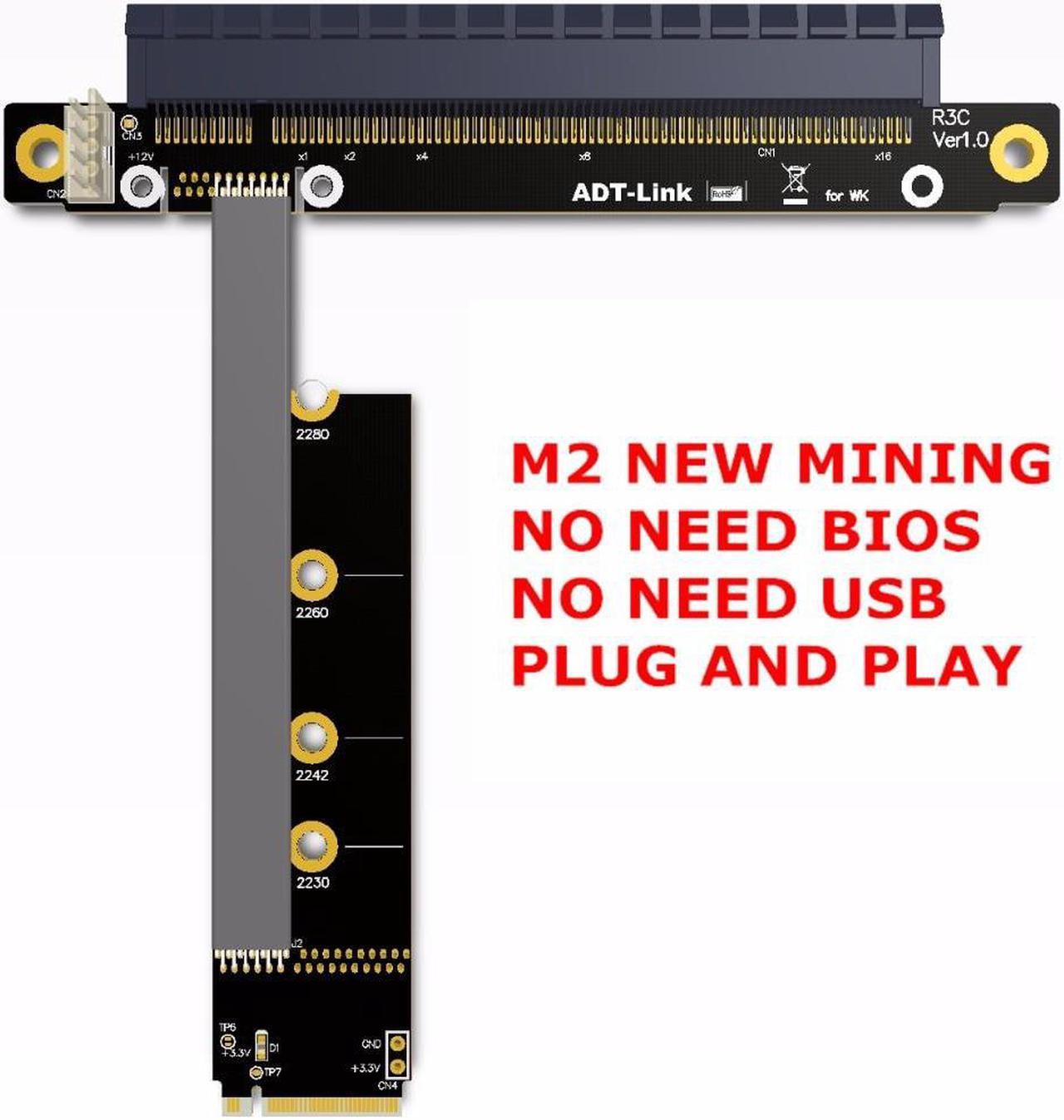 Riser PCIE 3.0 x16 To M2 NGFF NVMe SSD ,M.2 PCI-e 16x Riser mining graphics card extension cable PCI Express Gen3 -25cm