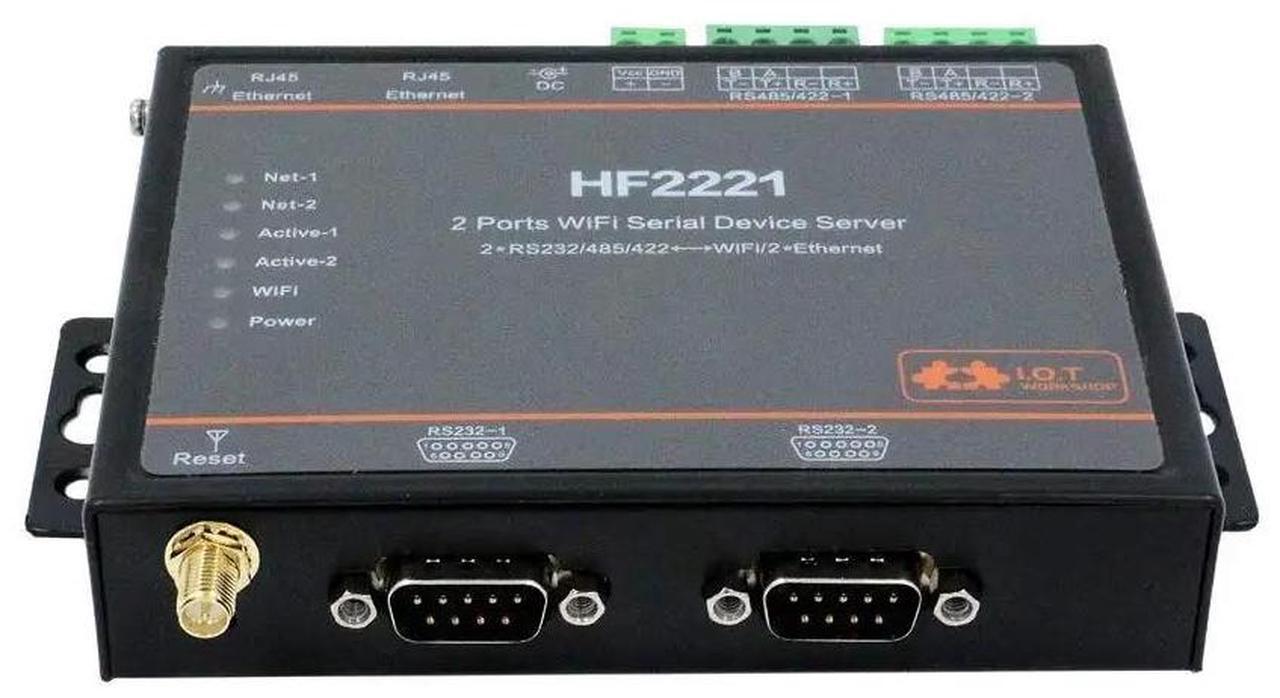 Alt view image 2 of 4 - Industrial Modbus 2Ports Serial Server RS232/RS485/RS422 to WiFi Ethernet Device Converter Connector Unit