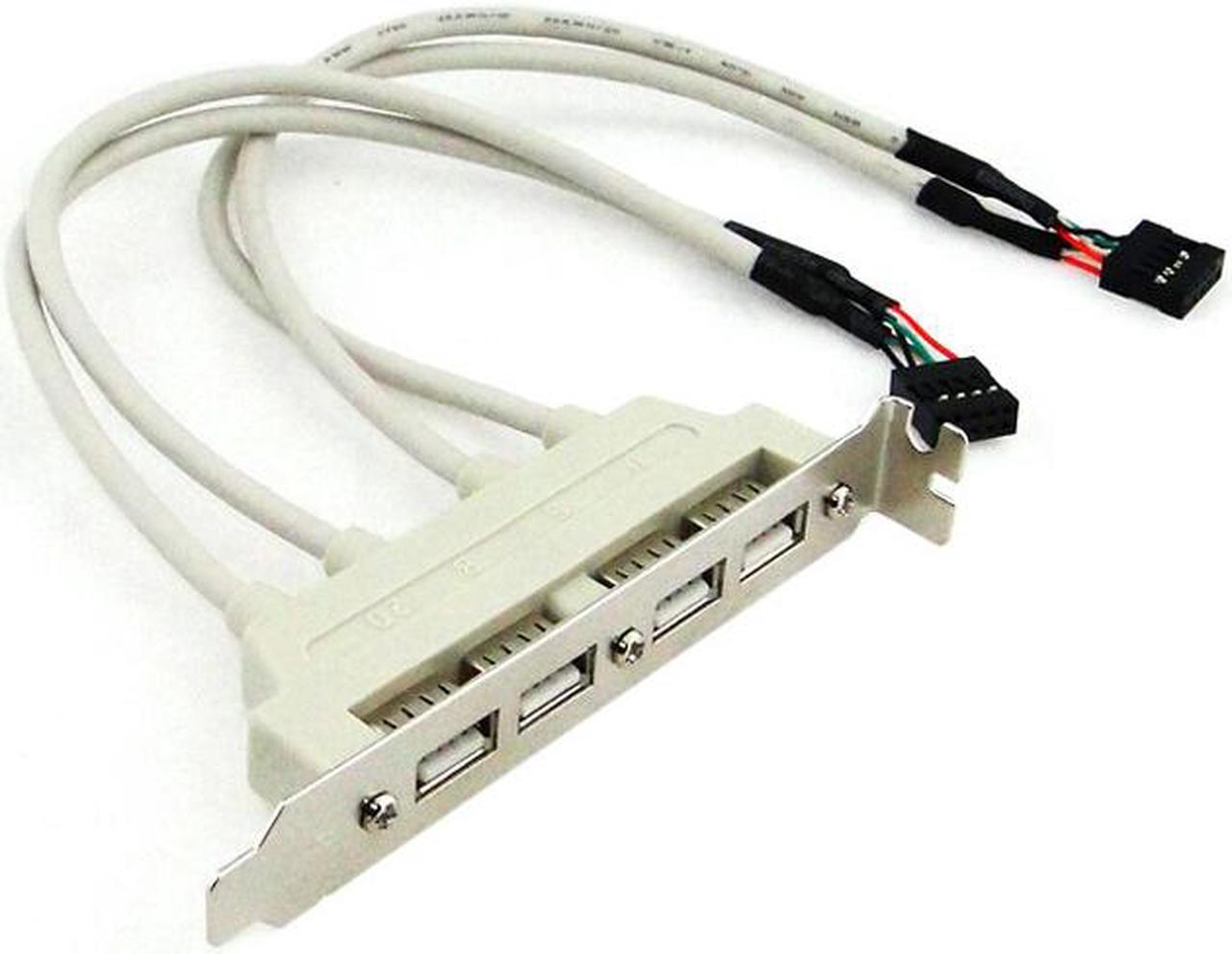 4 PORTS USB 2.0 Female Screw to 2Motherboard 9p header cable with bracket 4-Port USB Rear Panel Bracket Host Adapter